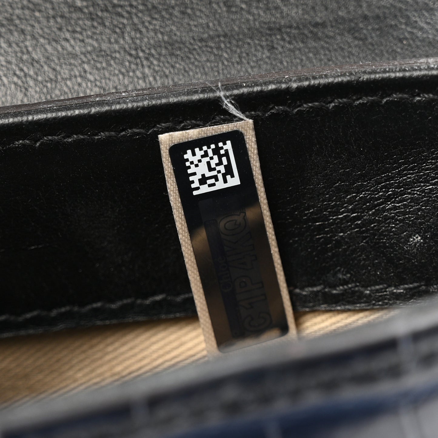 Calfskin Crocodile Embossed Small Aby Lock Full Blue