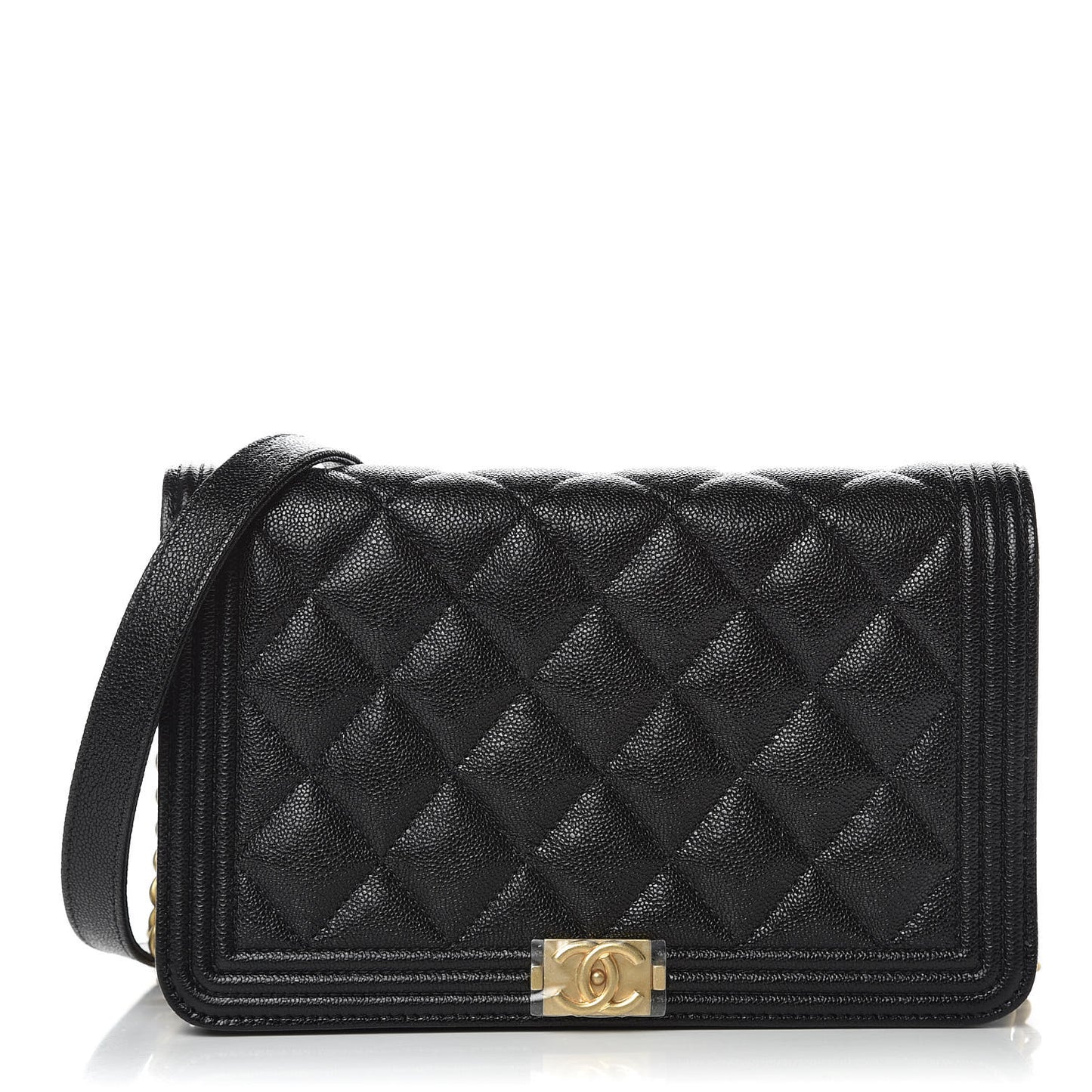 Caviar Quilted Boy Wallet On Chain WOC Black