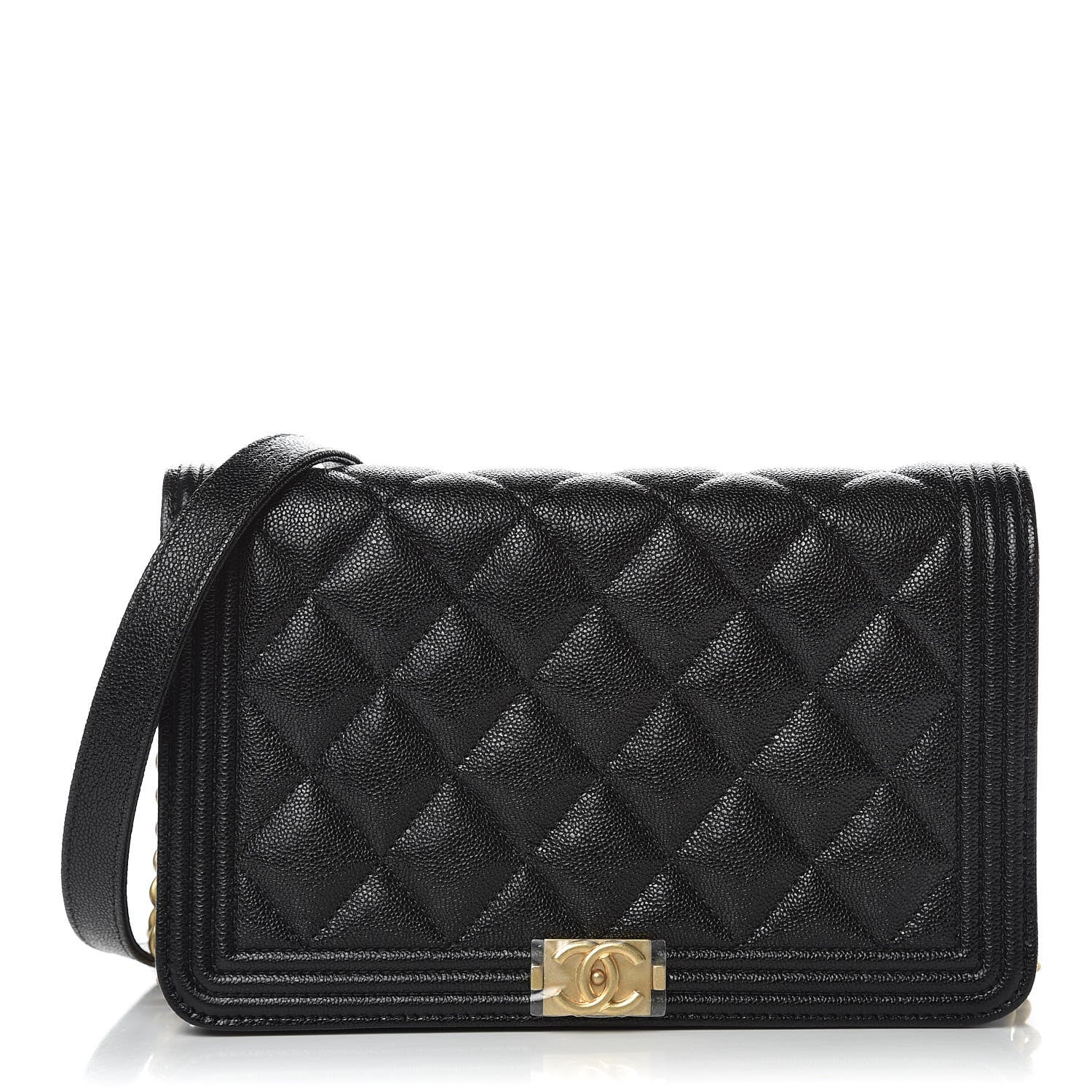 Chanel Caviar Quilted Boy Wallet On Chain WOC Black 1 of 10