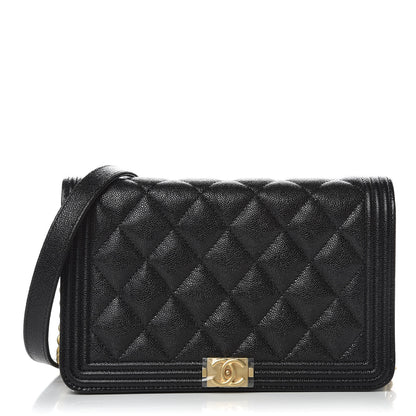 Chanel Caviar Quilted Boy Wallet On Chain WOC Black 1 of 10