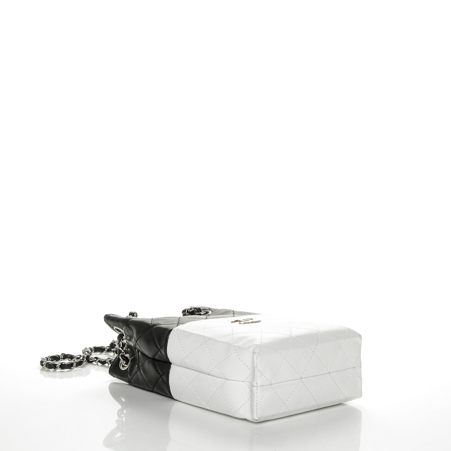 Chanel Lambskin Quilted Bi-Color Drawstring Shoulder Bag Black White 4 of 7