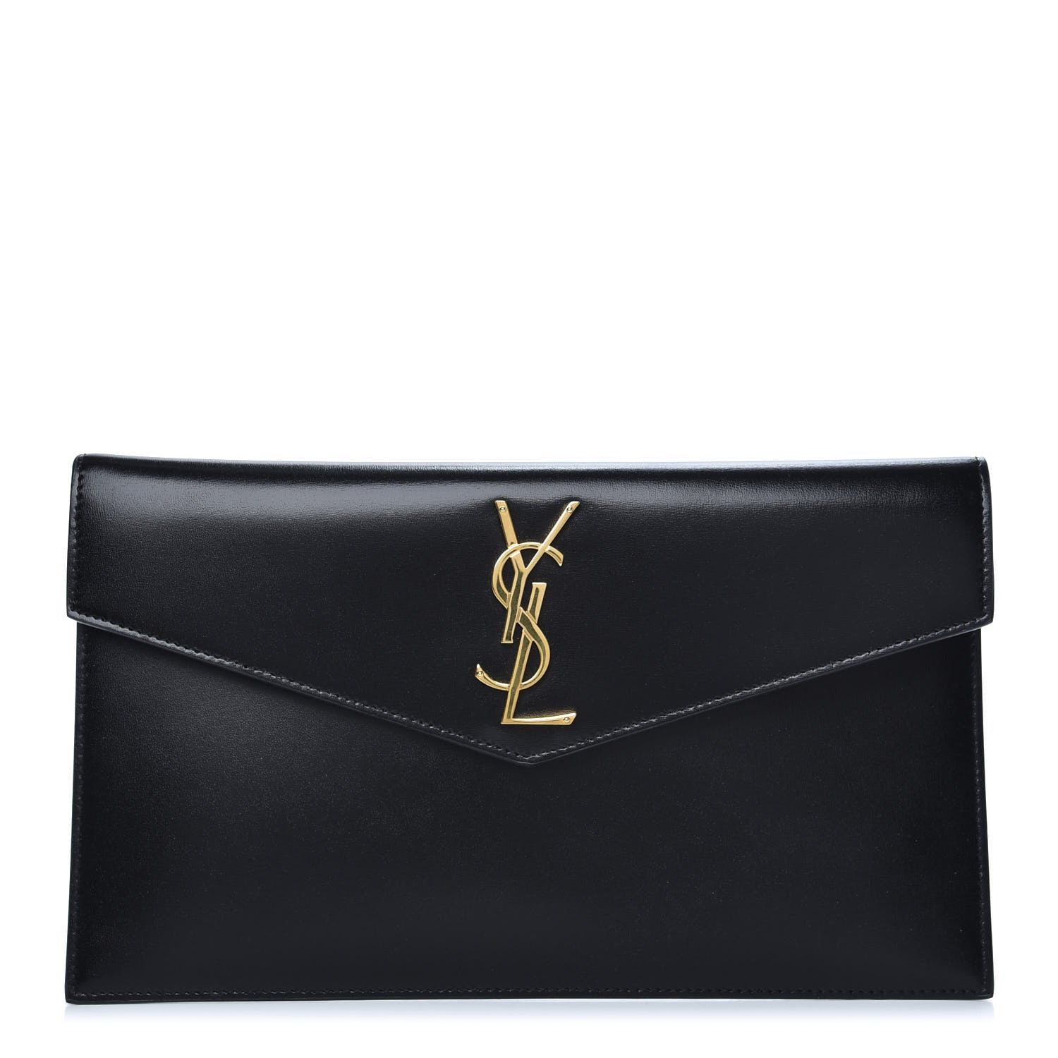 Saint Laurent Smooth Shiny Calfskin Monogram Uptown Pouch Black 1 of 6