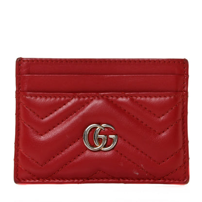 Gucci Calfskin Matelasse GG Marmont Card Holder Hibiscus Red 1 of 11