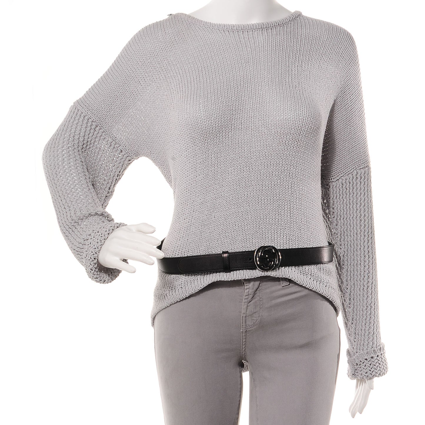 Leather GG Silver Belt Black 85/34