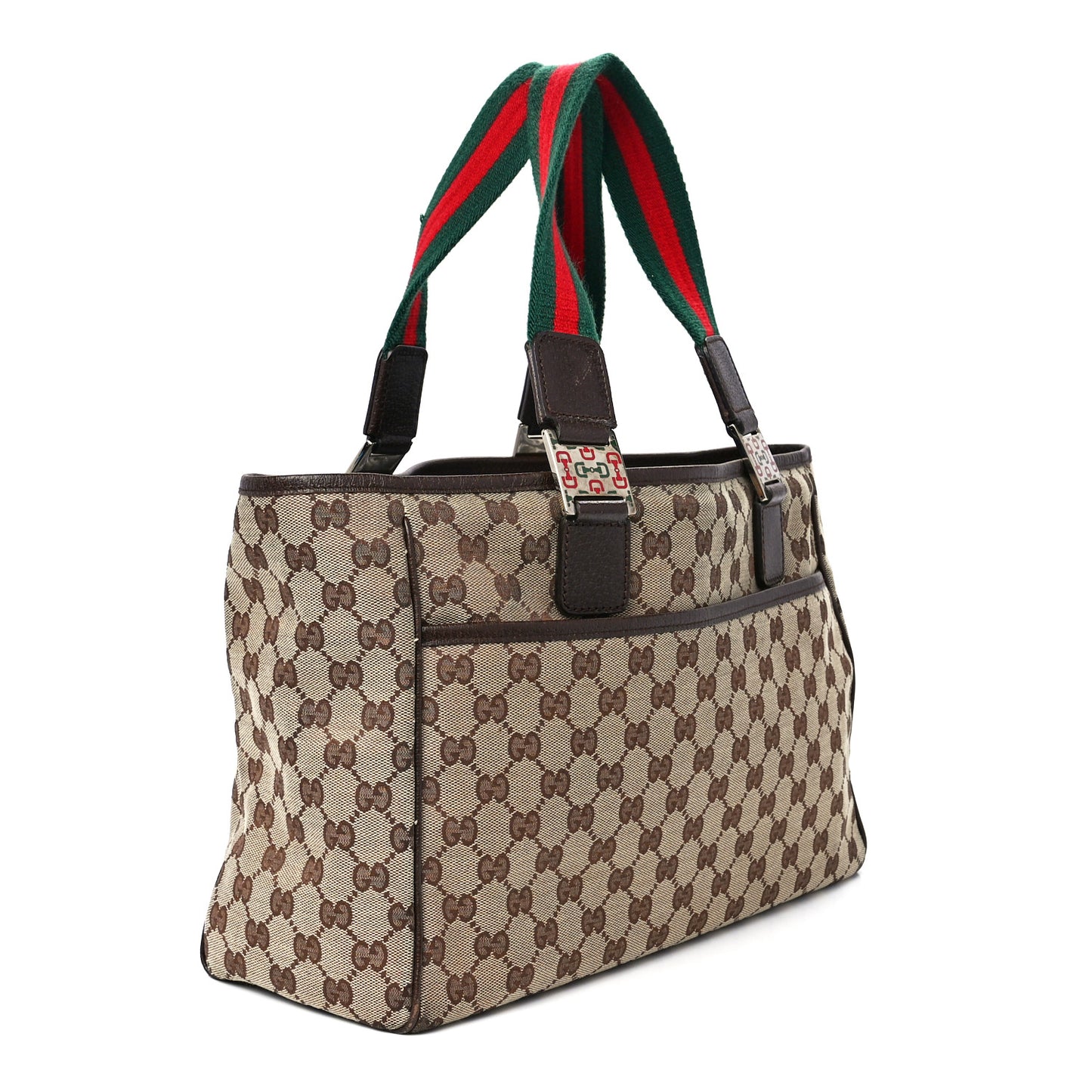 GG Monogram Web Pop Tote Dark Brown