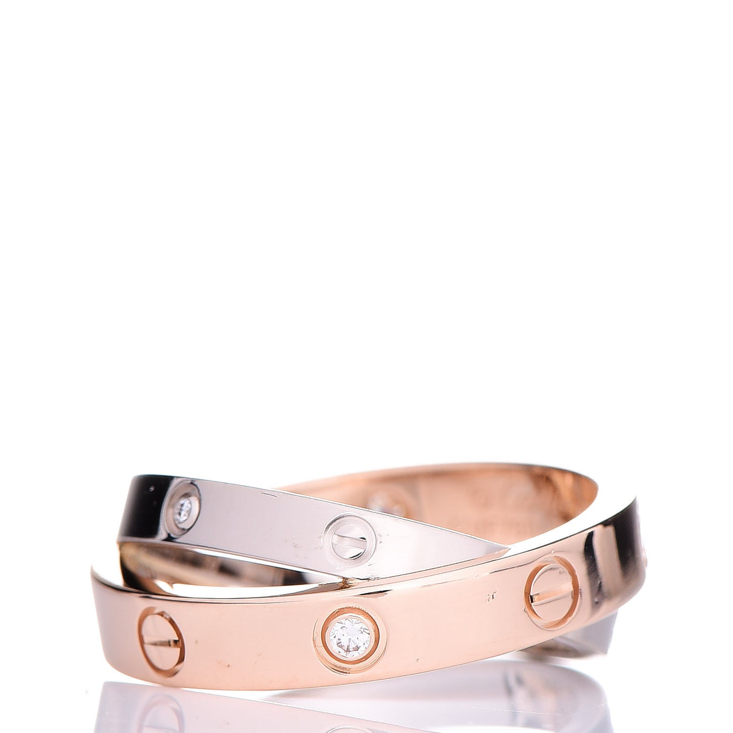 18K Pink White Gold 6 Diamonds LOVE Ring 49 4.75