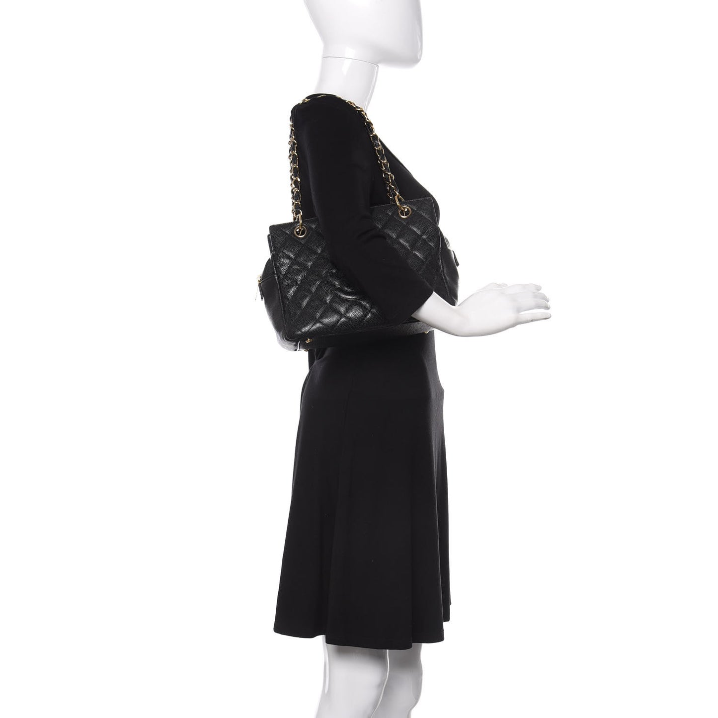 Caviar Quilted Petit Timeless Tote PTT Black