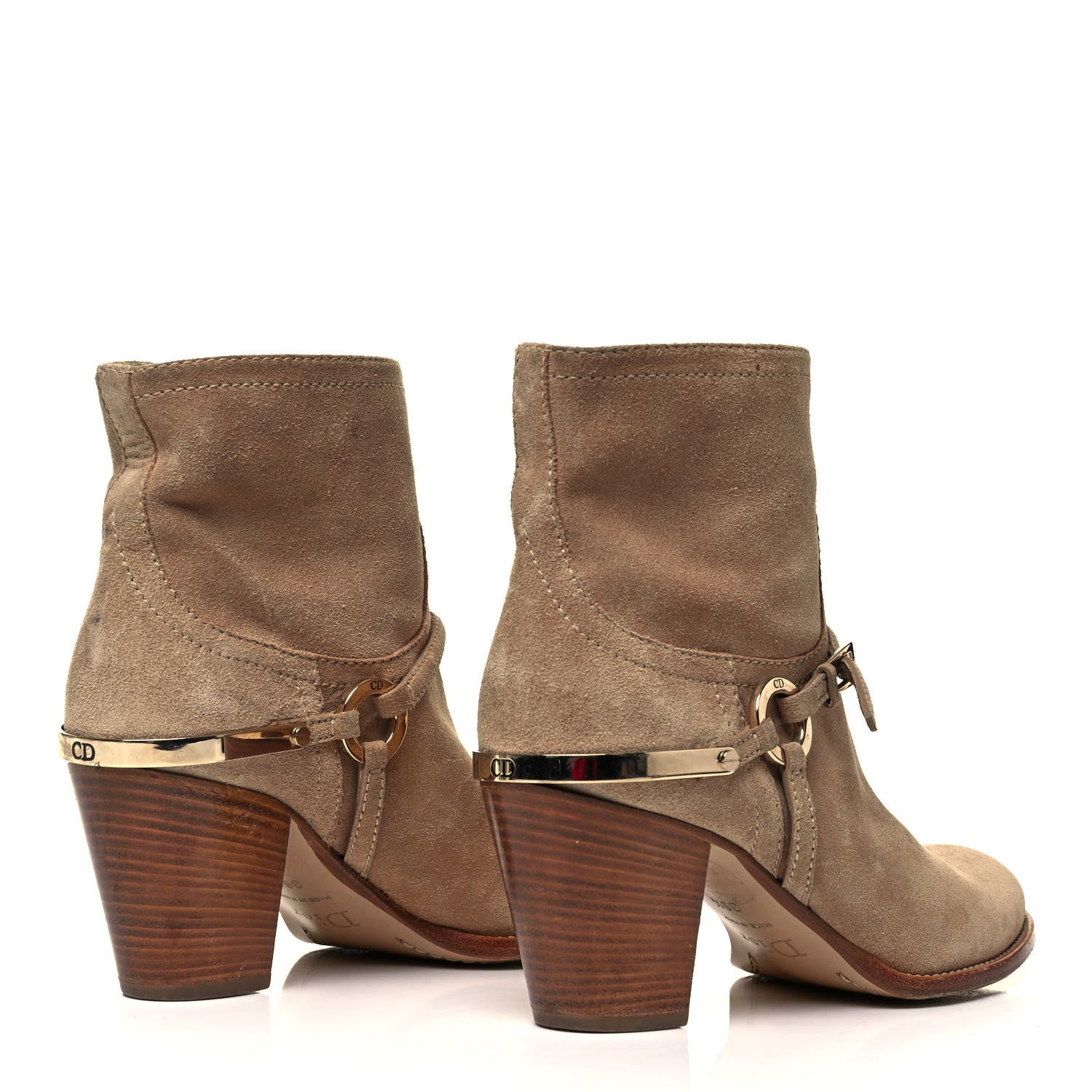 Christian Dior Calfskin Suede Rider Ankle Boots 39.5 Beige 4 of 7