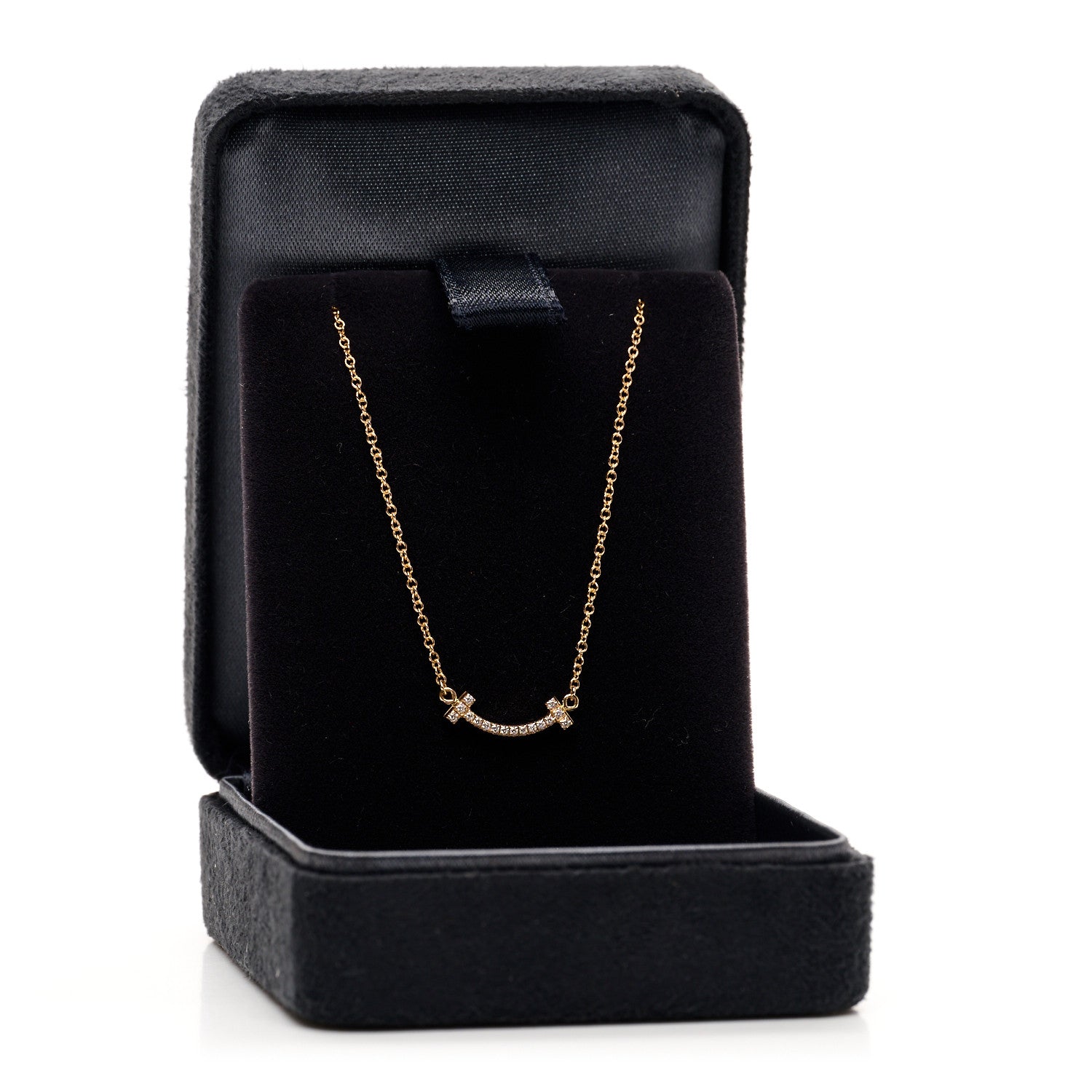 Tiffany 18K Rose Gold Diamond Mini T Smile Pendant Necklace 5 of 5