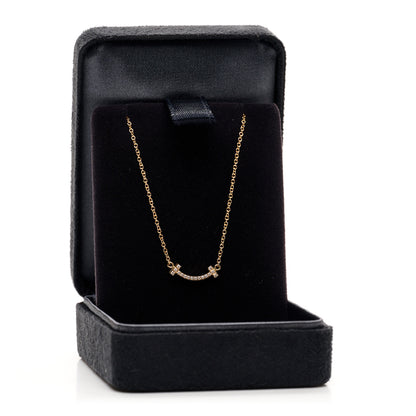 Tiffany 18K Rose Gold Diamond Mini T Smile Pendant Necklace 5 of 5