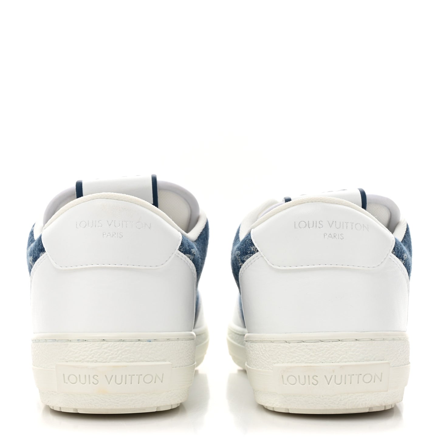 Calfskin Monogram Denim Womens Charlie Sneakers 39 White Blue