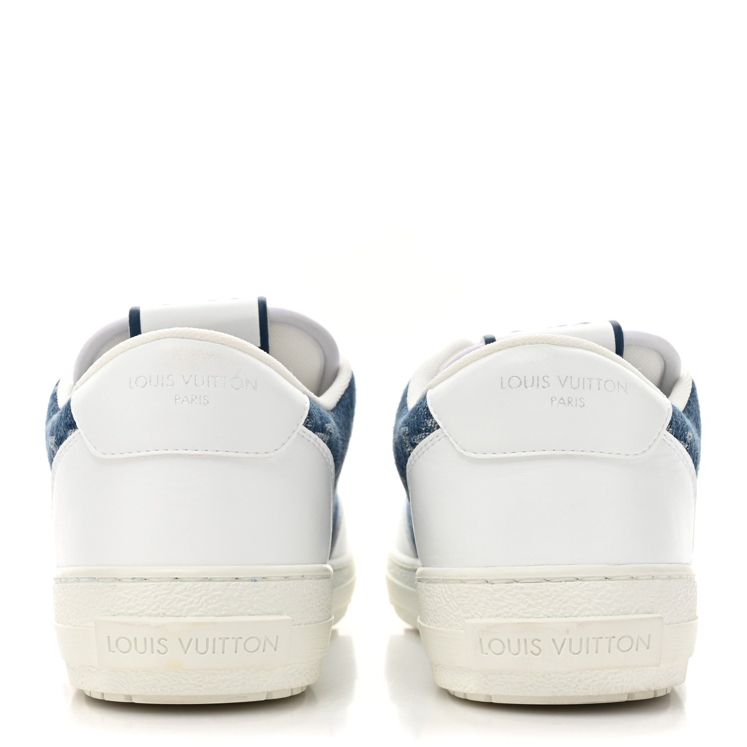 Louis Vuitton Calfskin Monogram Denim Womens Charlie Sneakers 39 White Blue 4 of 11