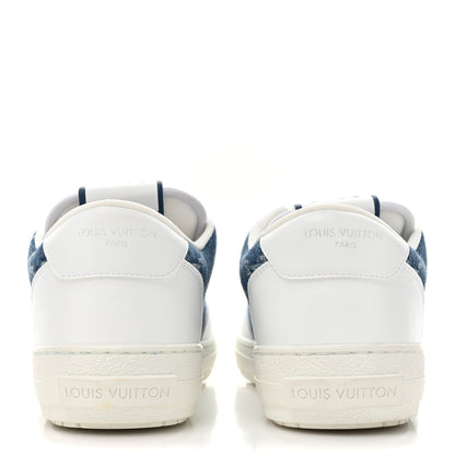 Louis Vuitton Calfskin Monogram Denim Womens Charlie Sneakers 39 White Blue 4 of 11