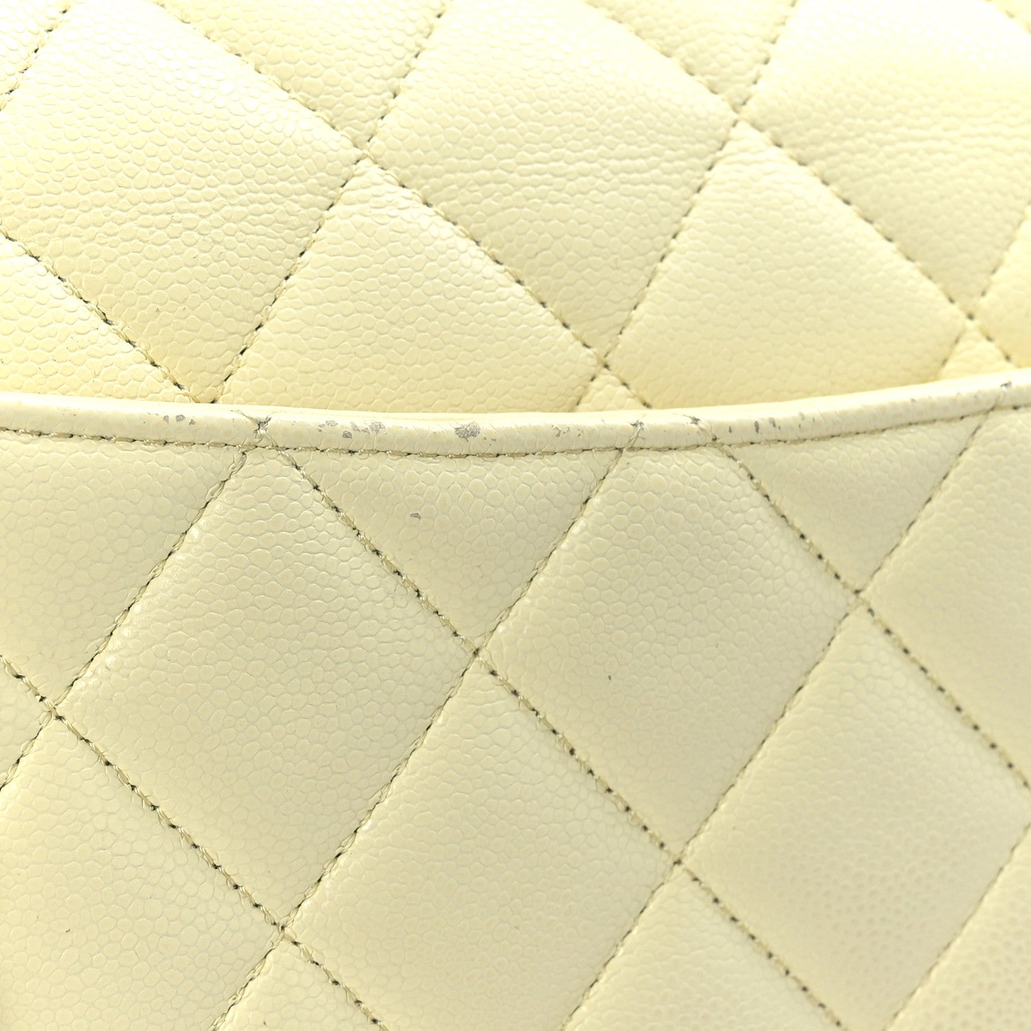 Chanel Caviar Quilted Jumbo Double Flap Light Yellow 14 of 15