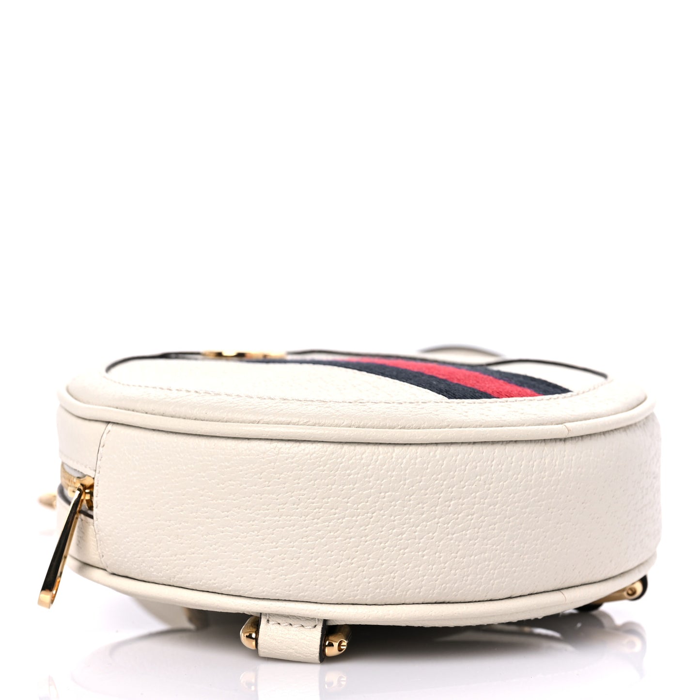 Textured Calfskin Web Mini Ophidia Round Backpack Mystic White