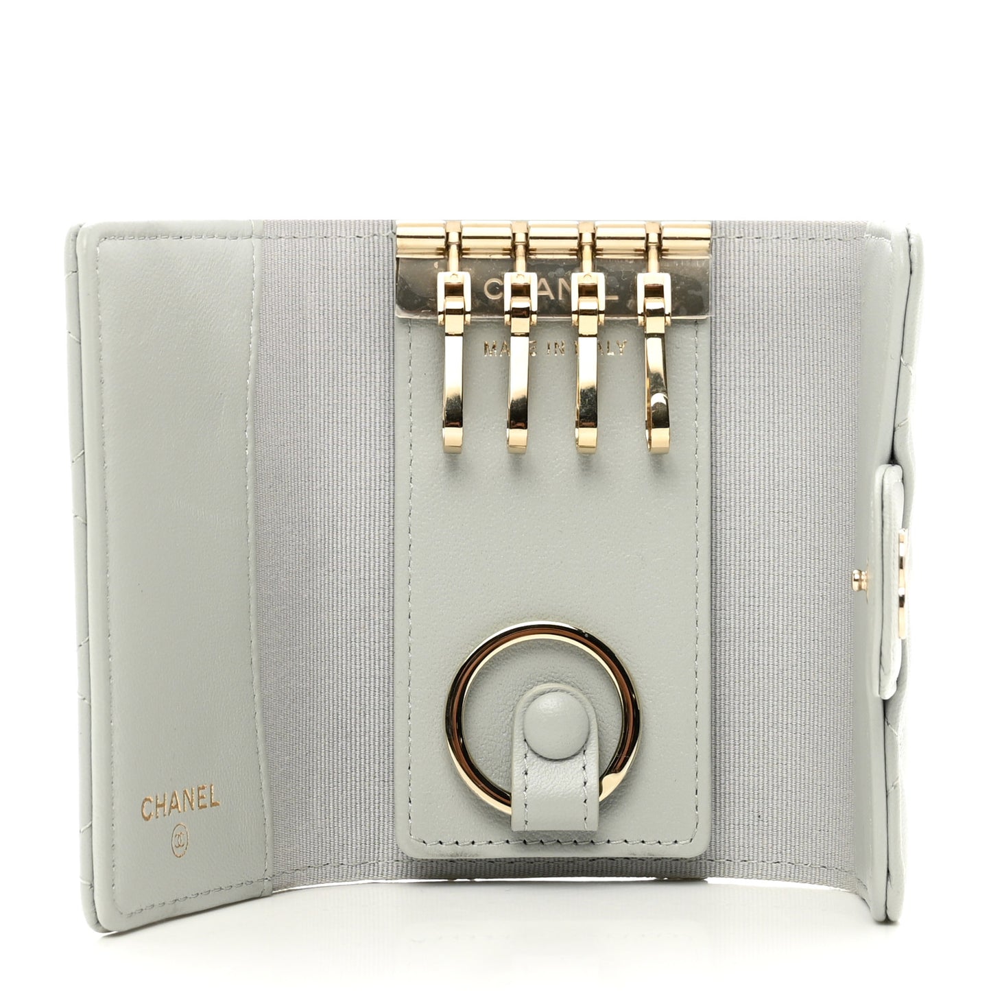 Lambskin Quilted Classic 4 Key Holder Wallet Grey