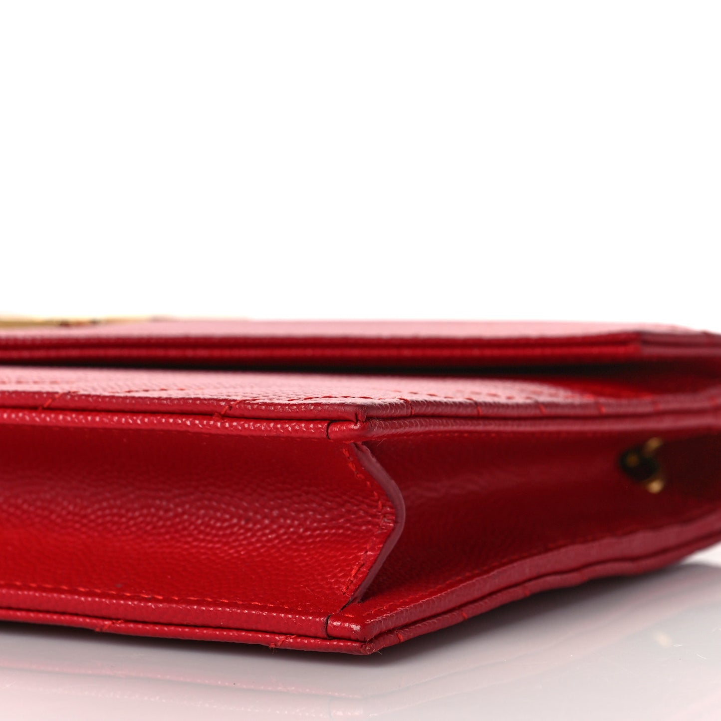 Grain De Poudre Matelasse Chevron Monogram Envelope Chain Wallet New Red