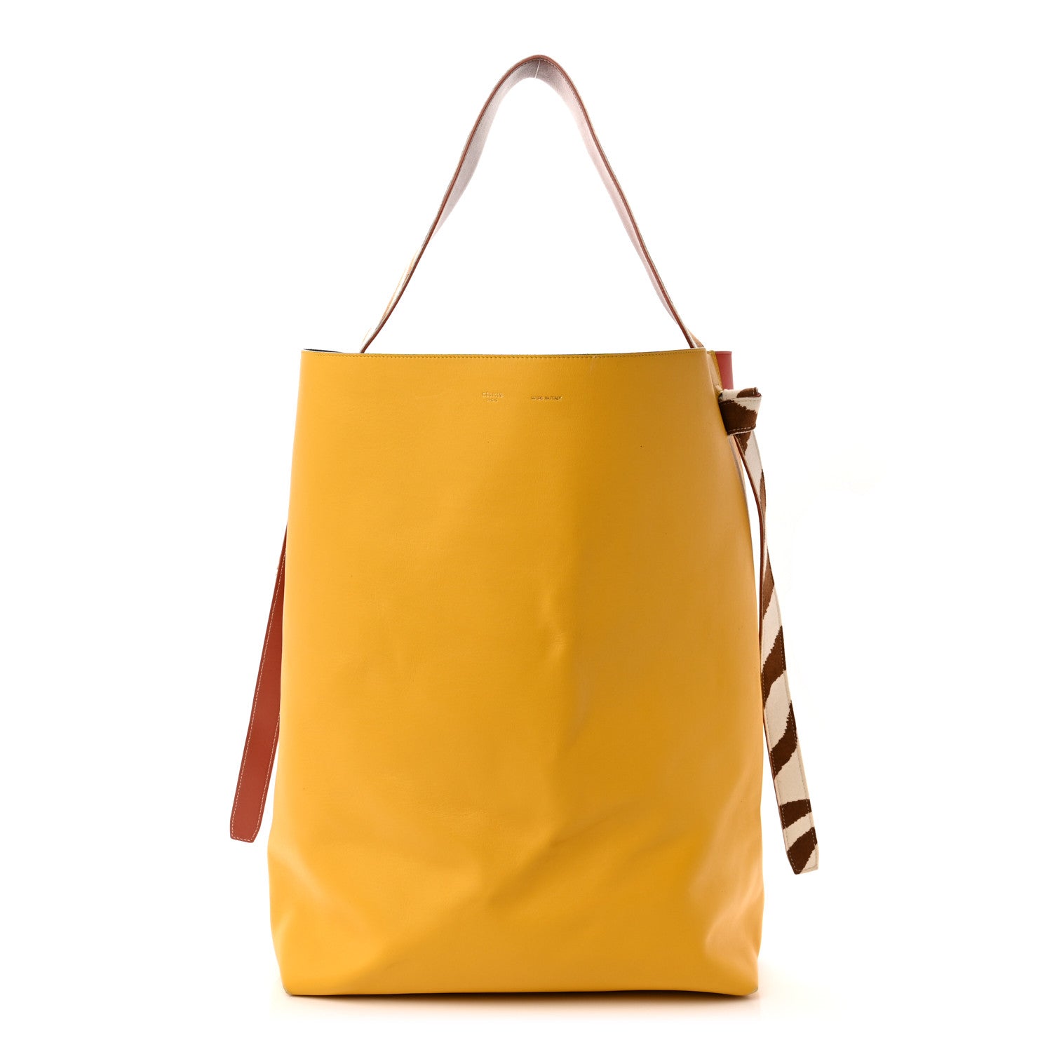 Celine Shiny Smooth Calfskin Zebra Printed Oversized Twisted Cabas Sunflower Light Ruby 3 of 16