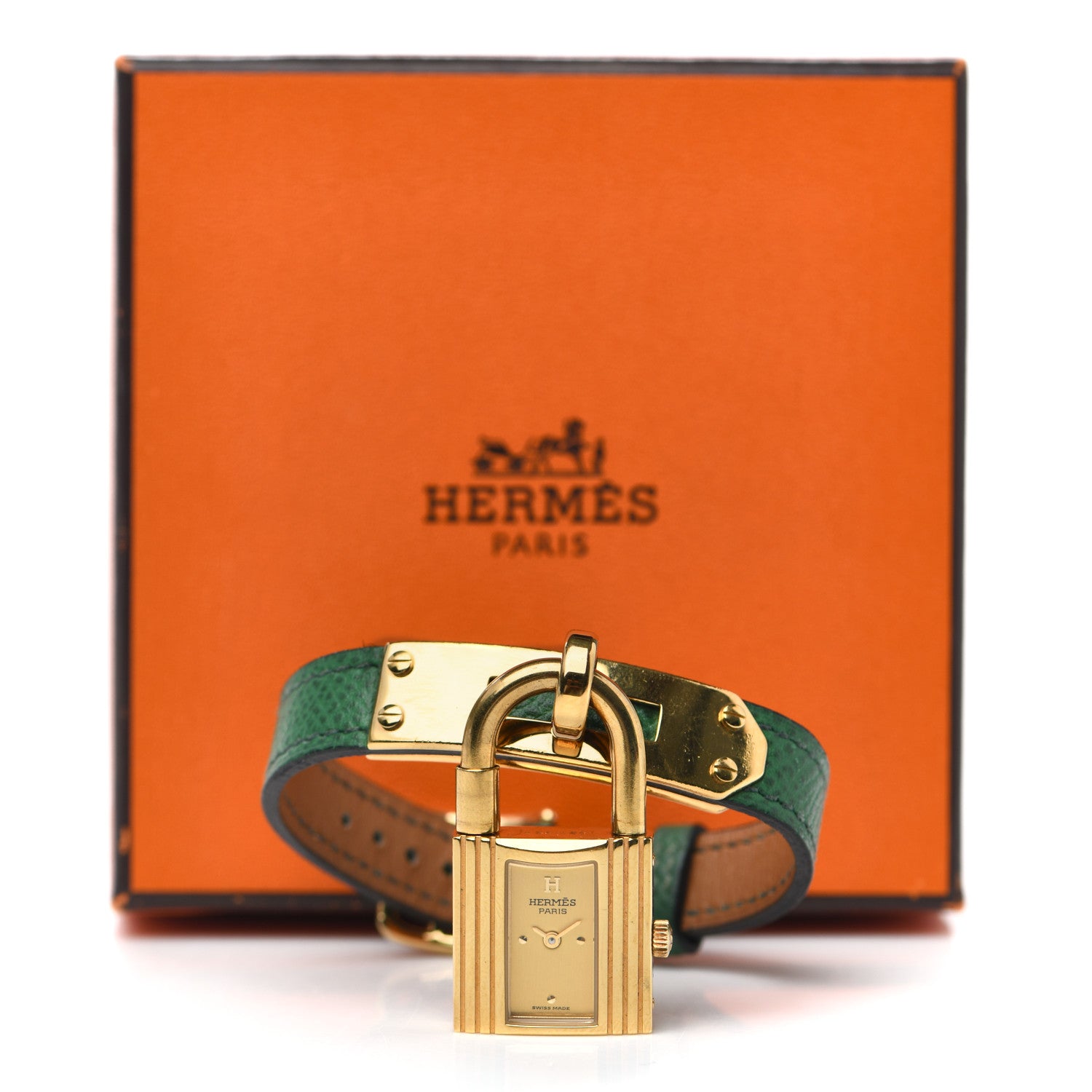 Hermes Stainless Steel Courchevel 20mm Kelly Cadena Quartz Watch Vert Clair 4 of 4