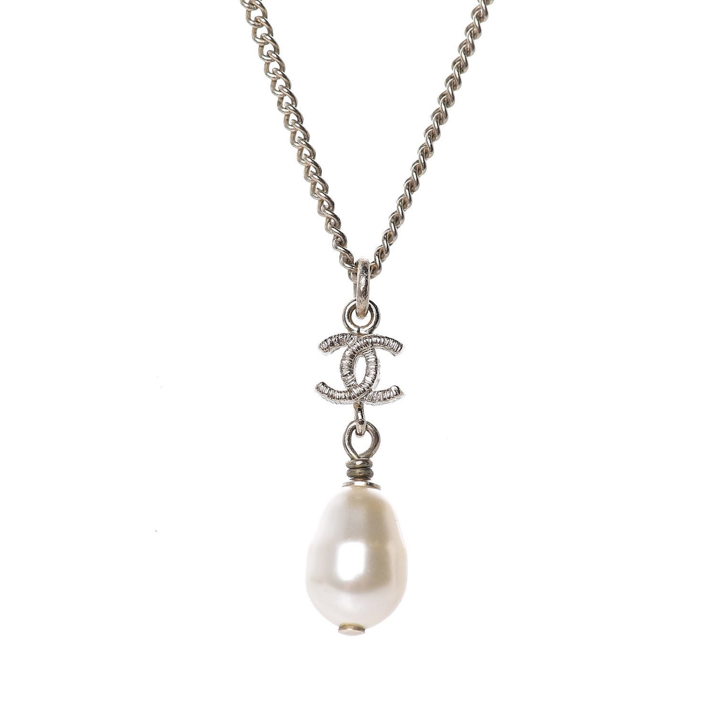 Pearl CC Drop Necklace Gold
