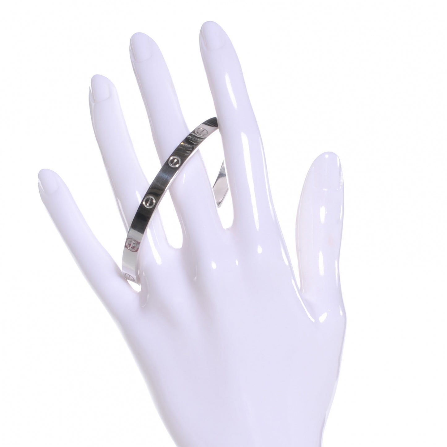 18K White Gold LOVE Cuff Bracelet 21