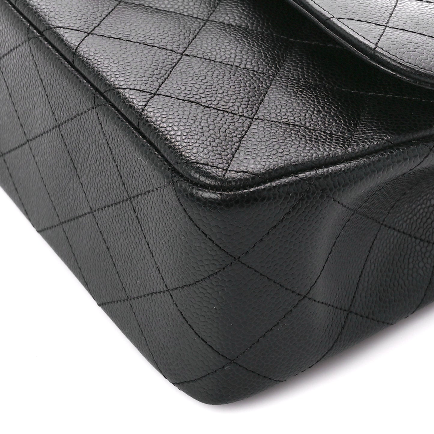 Caviar Quilted Jumbo Double Flap Black