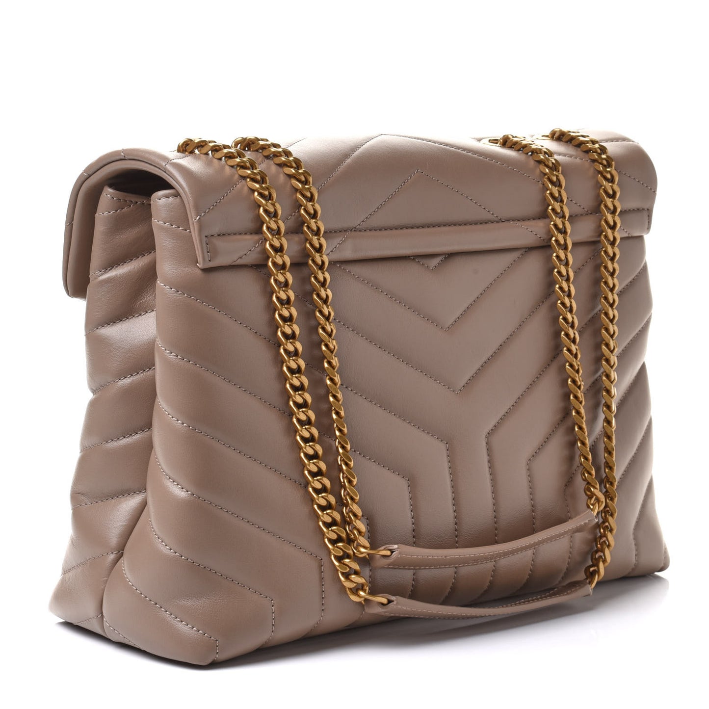 Calfskin Y Quilted Monogram Medium Loulou Chain Satchel Dark Beige