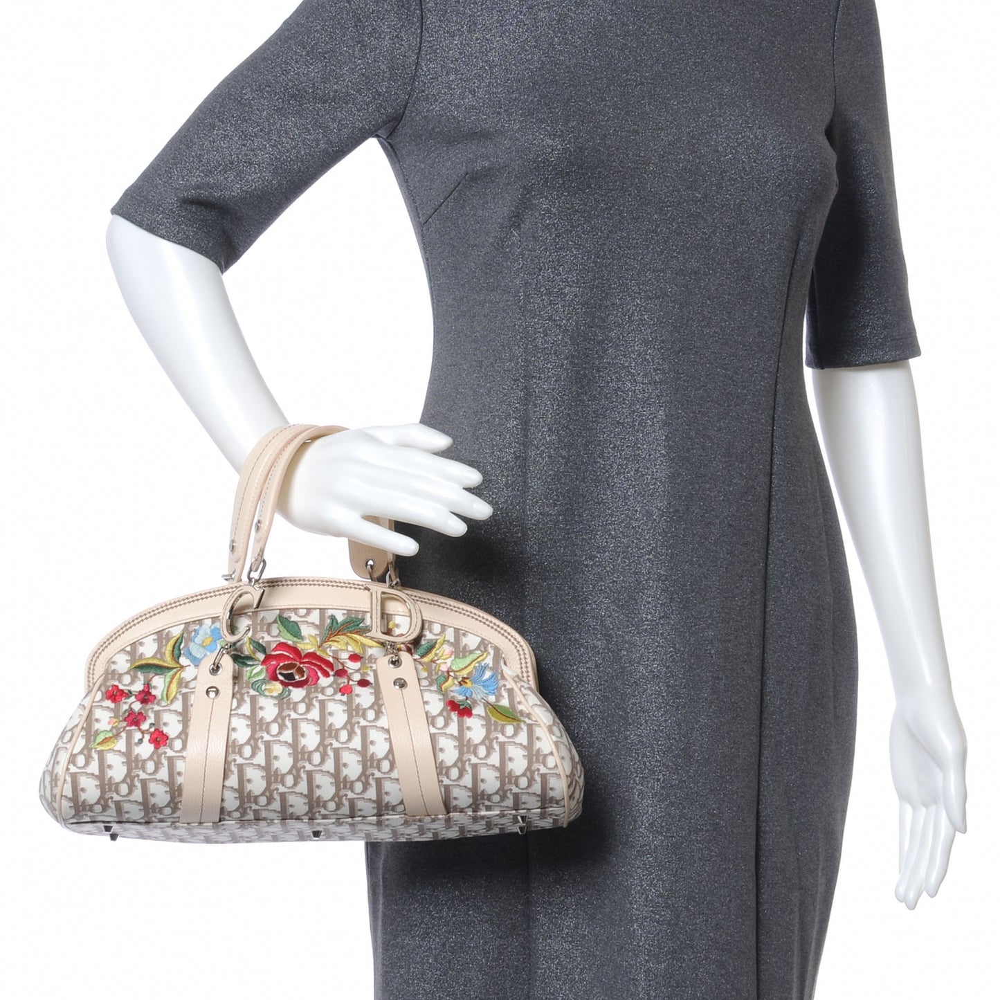 Monogram Vintage Flowers Frame Satchel