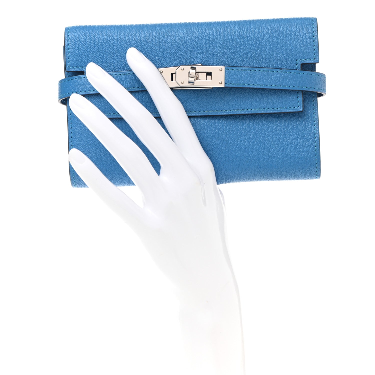 Hermes Chevre Mysore Medium Kelly Wallet Bleu Zanzibar 2 of 7