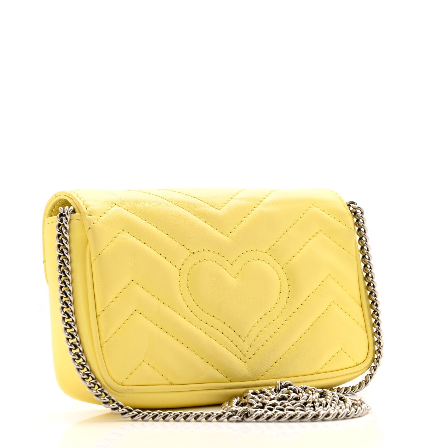 Calfskin Matelasse Super Mini GG Marmont Shoulder Bag Banana