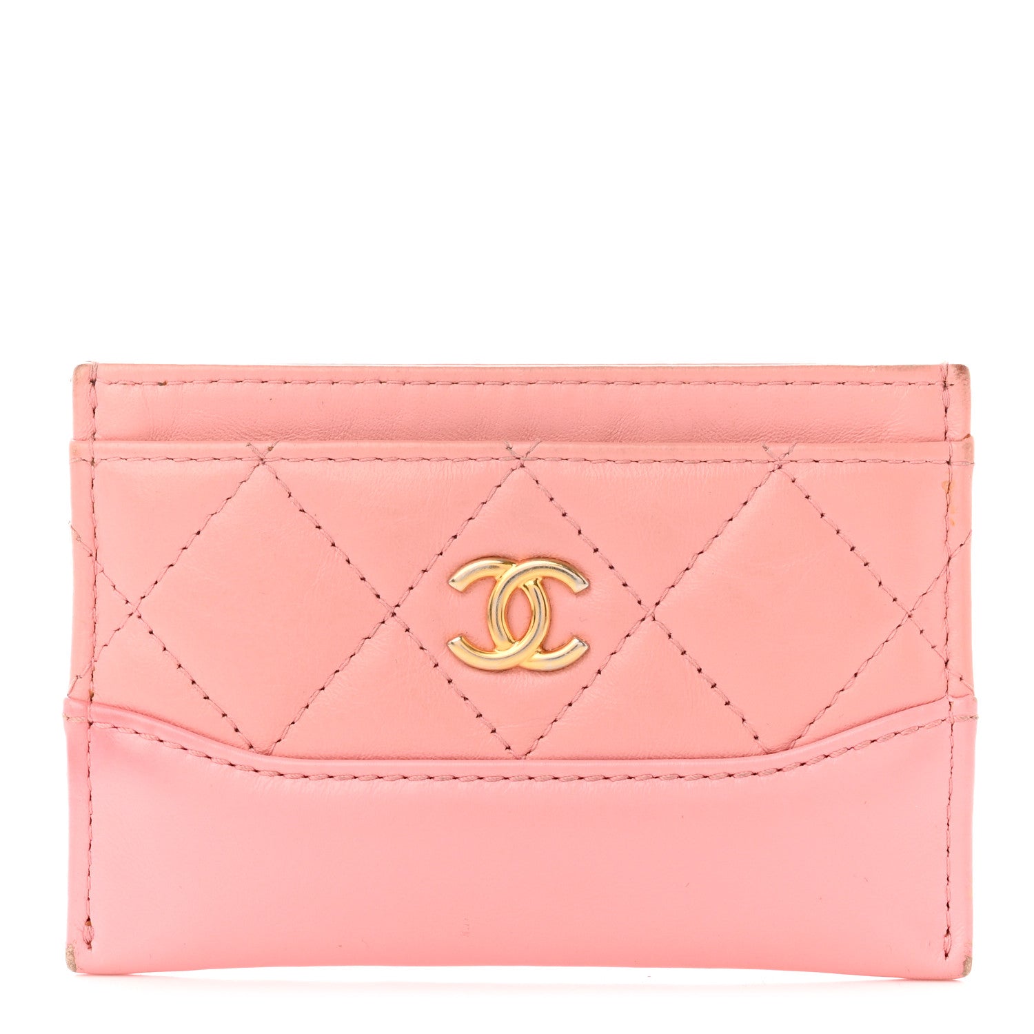Chanel Aged Calfskin Quilted Gabrielle Card Holder Wallet Light Pink 1 of 11