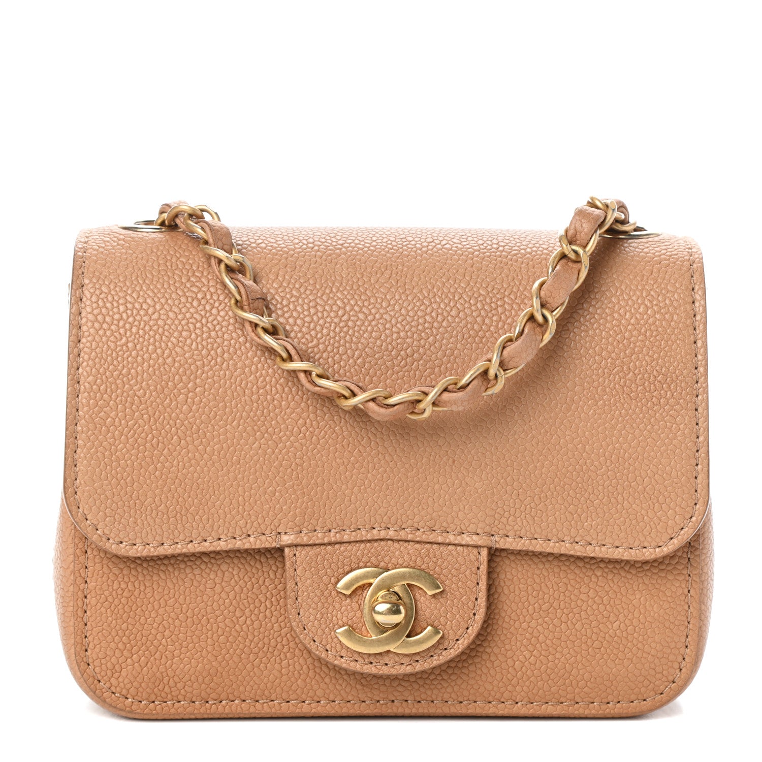 Chanel Grained Calfskin Mini Square Classic Pure Flap Brown 1 of 9