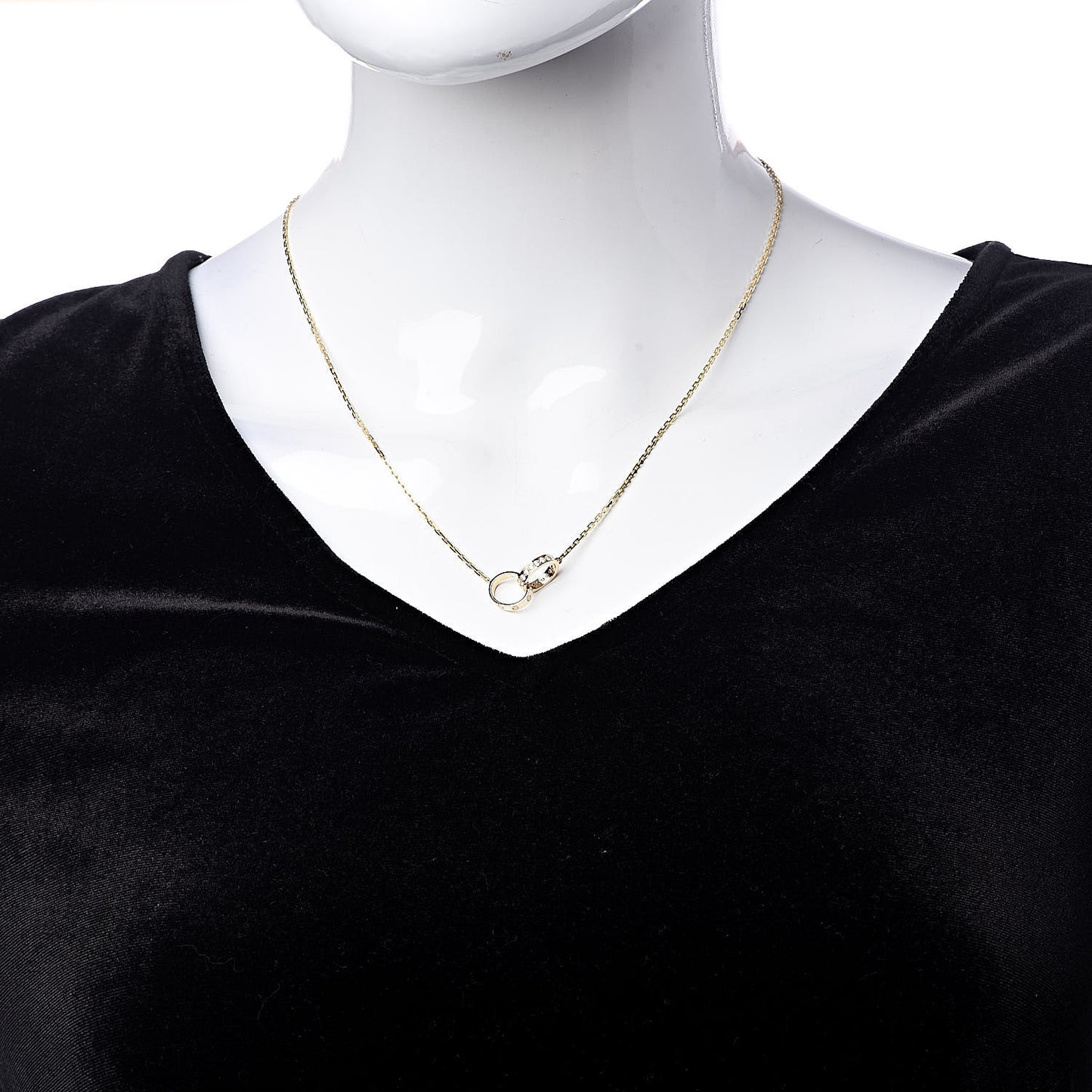18K Yellow Gold Diamond Interlocking LOVE Necklace