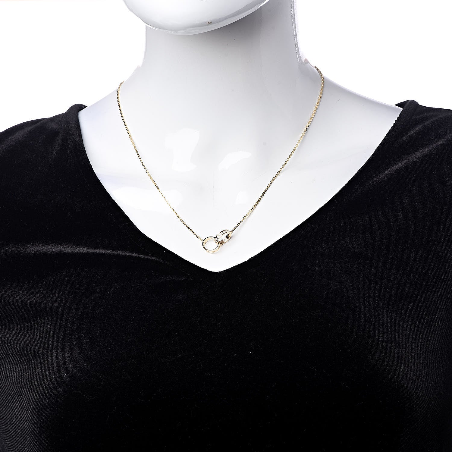 Cartier 18K Yellow Gold Diamond Interlocking LOVE Necklace 2 of 7