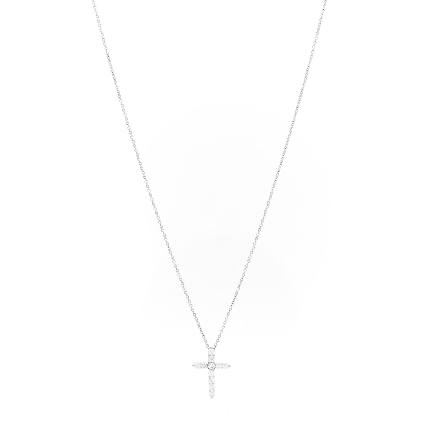 Platinum Diamond Small Cross Pendant Necklace