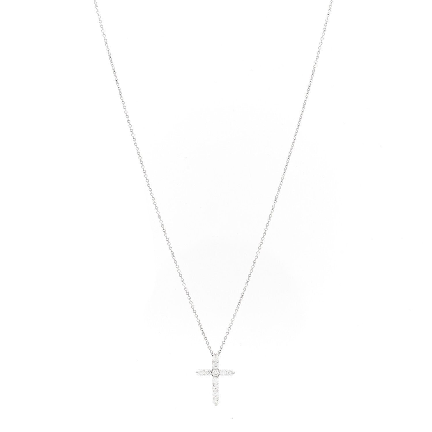 Tiffany Platinum Diamond Small Cross Pendant Necklace 1 of 8
