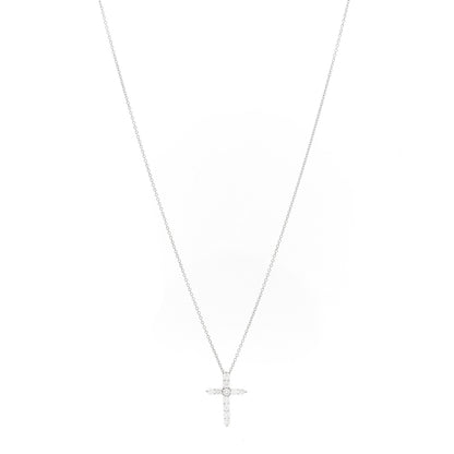 Tiffany Platinum Diamond Small Cross Pendant Necklace 1 of 8