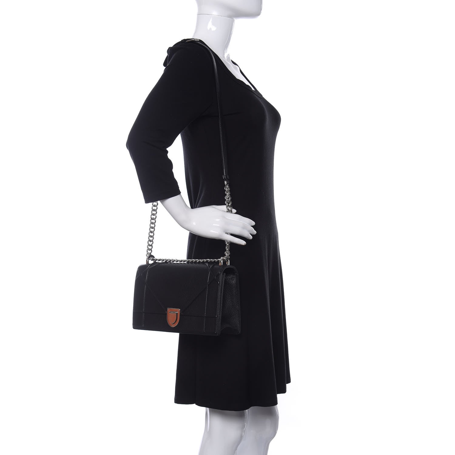 Christian Dior Grained Calfskin Medium Diorama Flap Bag Black 2 of 9