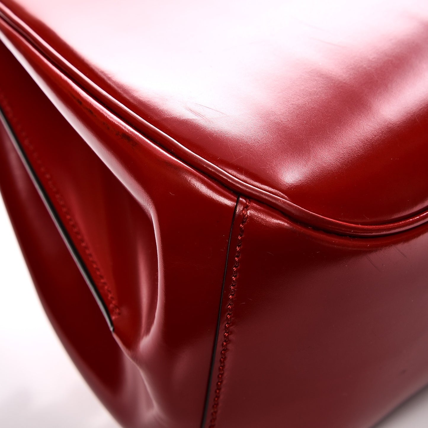 Regent Calfskin Bamboo Medium Lady Lock Top Handle Bag Red