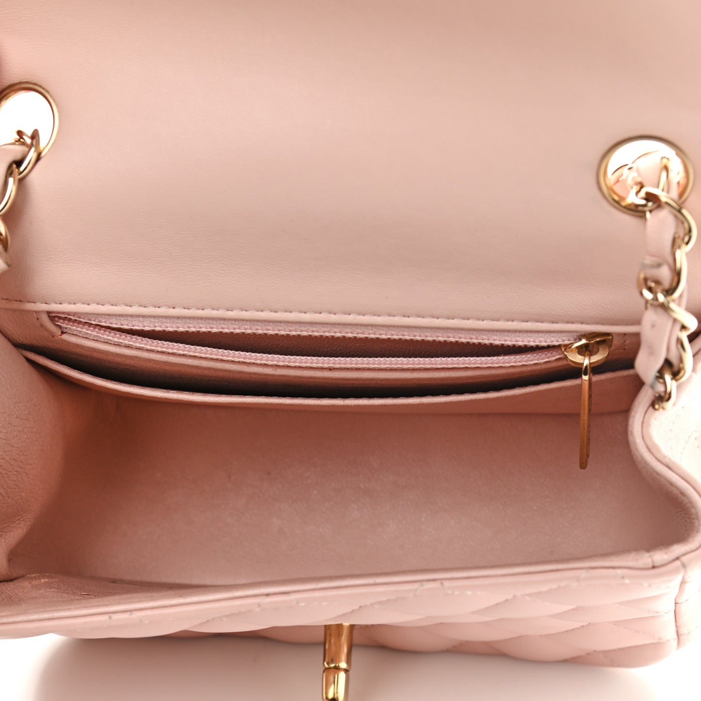 Lambskin Quilted Mini Square Flap Light Pink