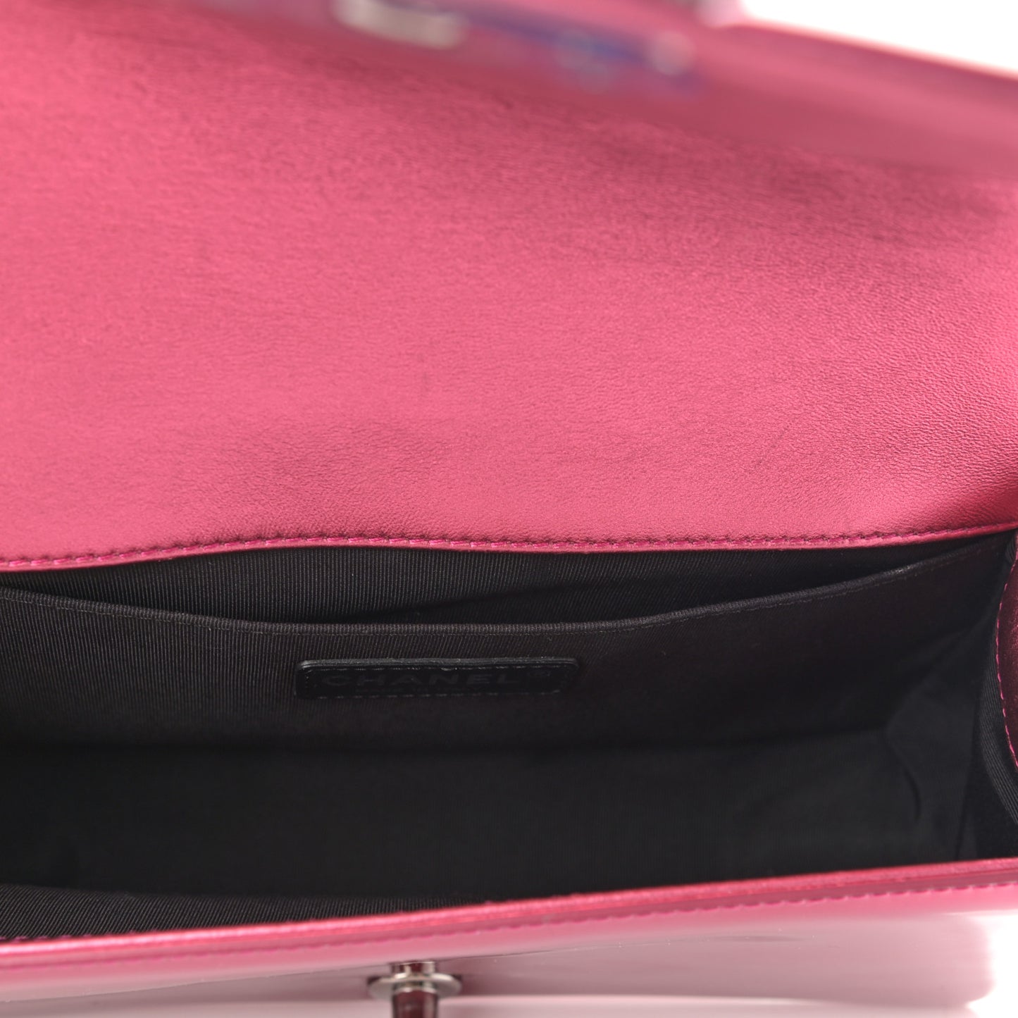 Metallic Patent Calfskin Quilted Medium Boy Flap Pink