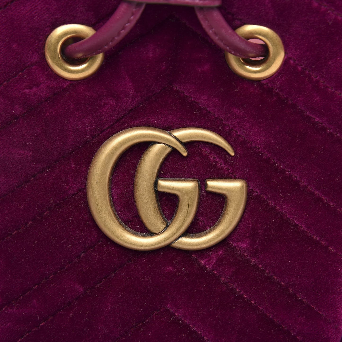 Velvet Matelasse GG Marmont Bucket Bag Fuchsia Violet Cyclamen