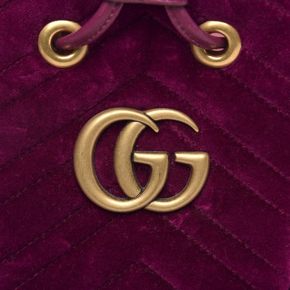 Gucci Velvet Matelasse GG Marmont Bucket Bag Fuchsia Violet Cyclamen 12 of 12