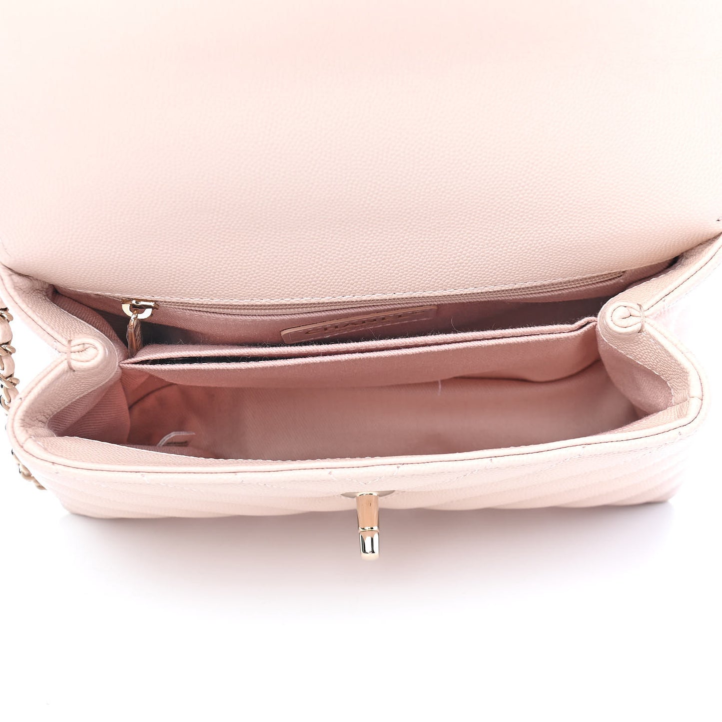 Caviar Lizard Embossed Chevron Quilted Mini Coco Handle Flap Beige Beige