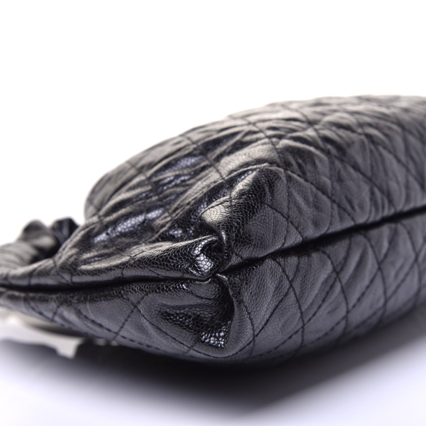 Caviar Quilted Medium Elastic Shopping Tote Black