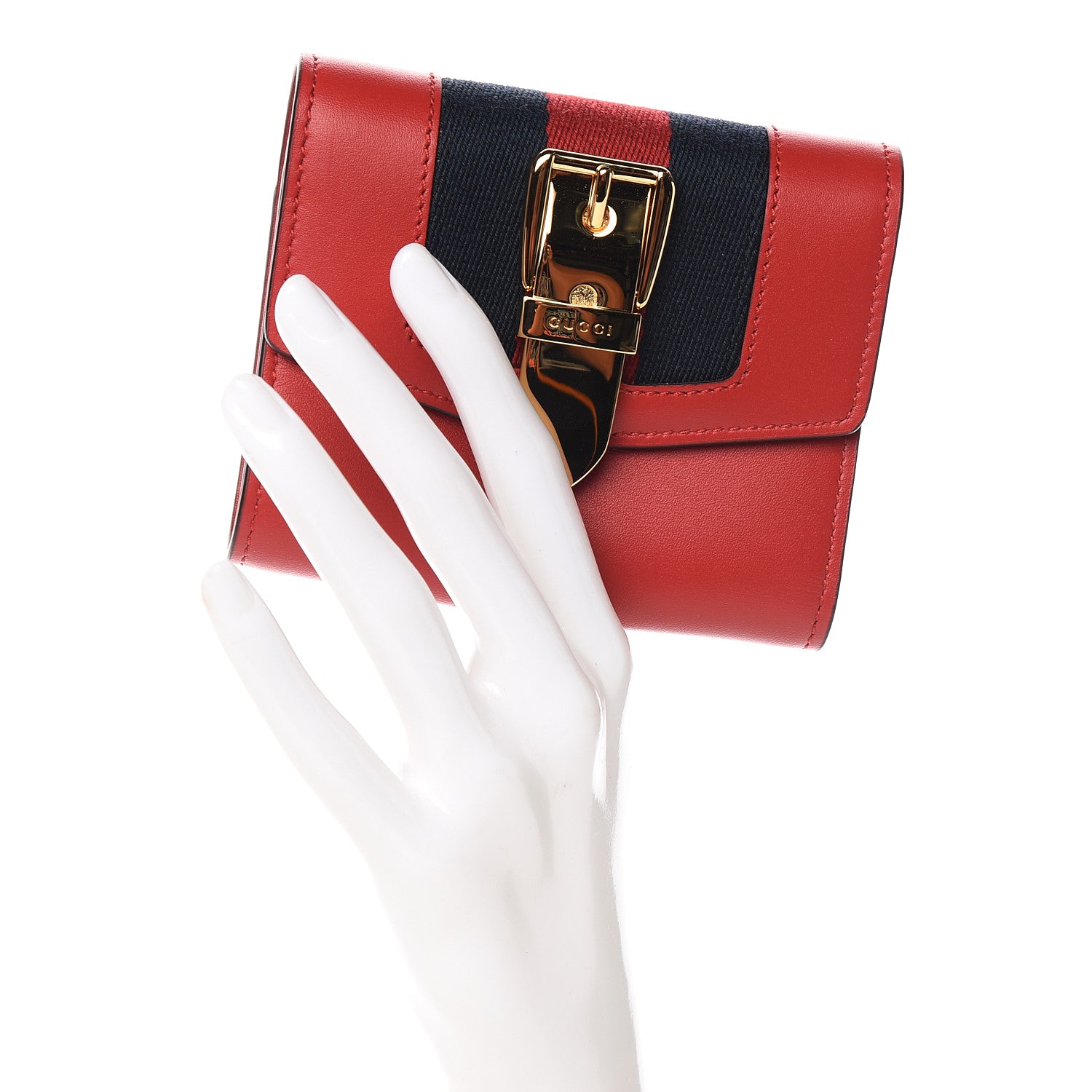 Gucci Calfskin Sylvie Wallet Hibiscus Red 2 of 8