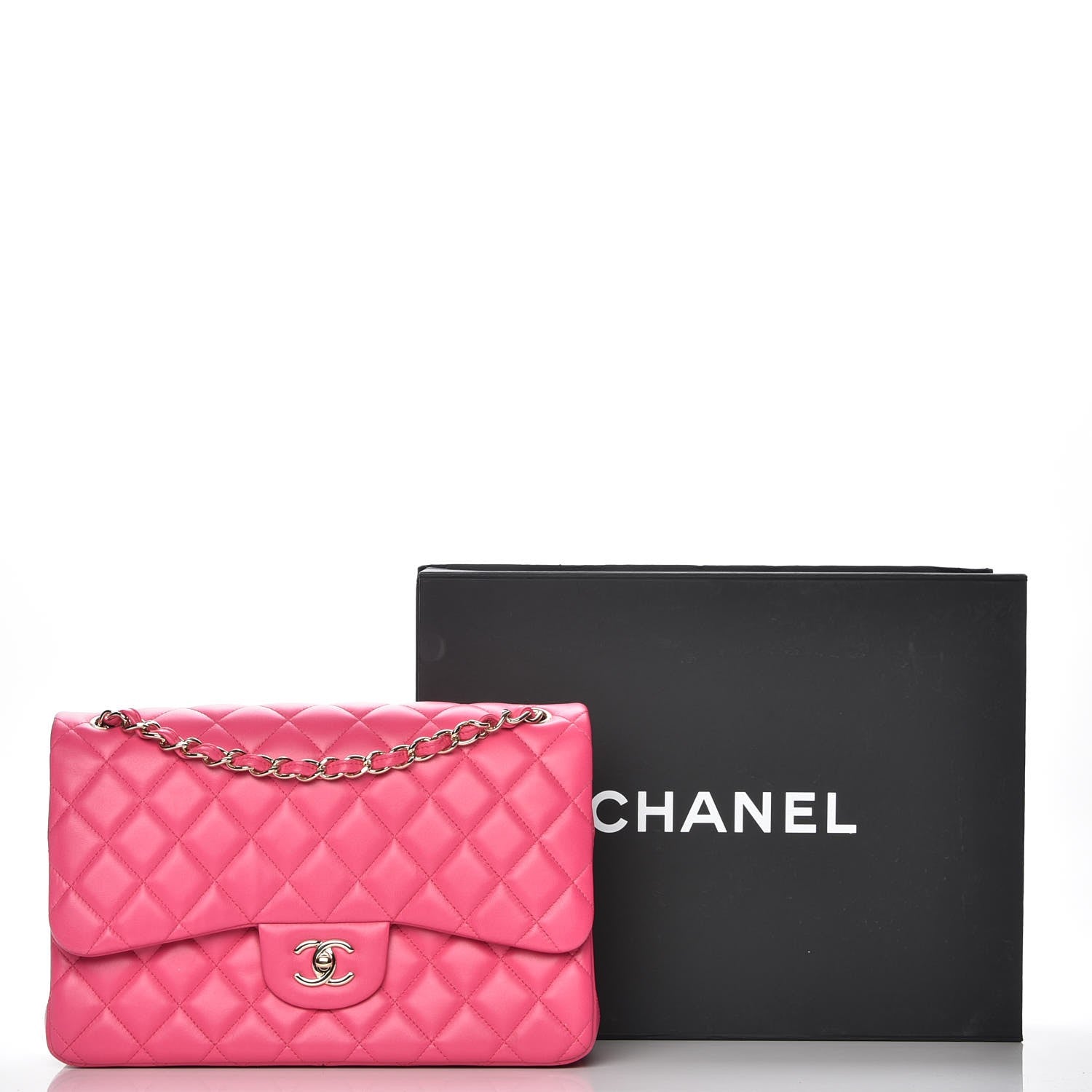 Chanel Lambskin Quilted Jumbo Double Flap Fuchsia 8 of 8