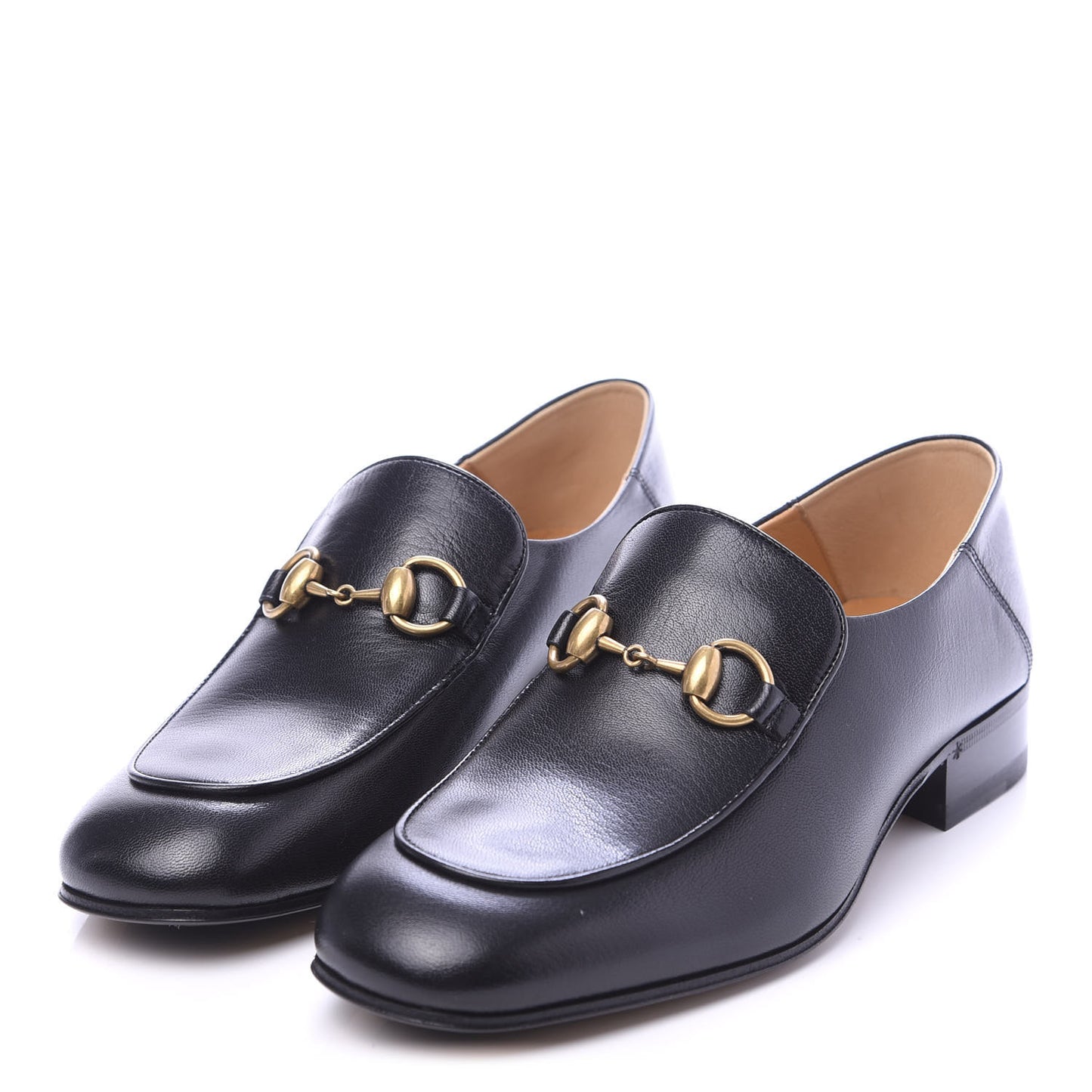 Goatskin Womens Horsebit Mid-Heel Loafers 37.5 Black
