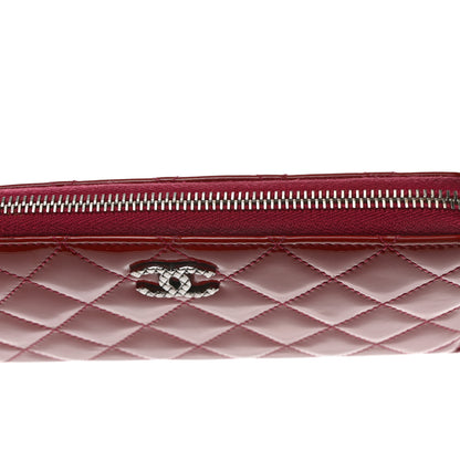 Chanel Patent Quilted Brilliant Zip Around Wallet Red 10 of 10