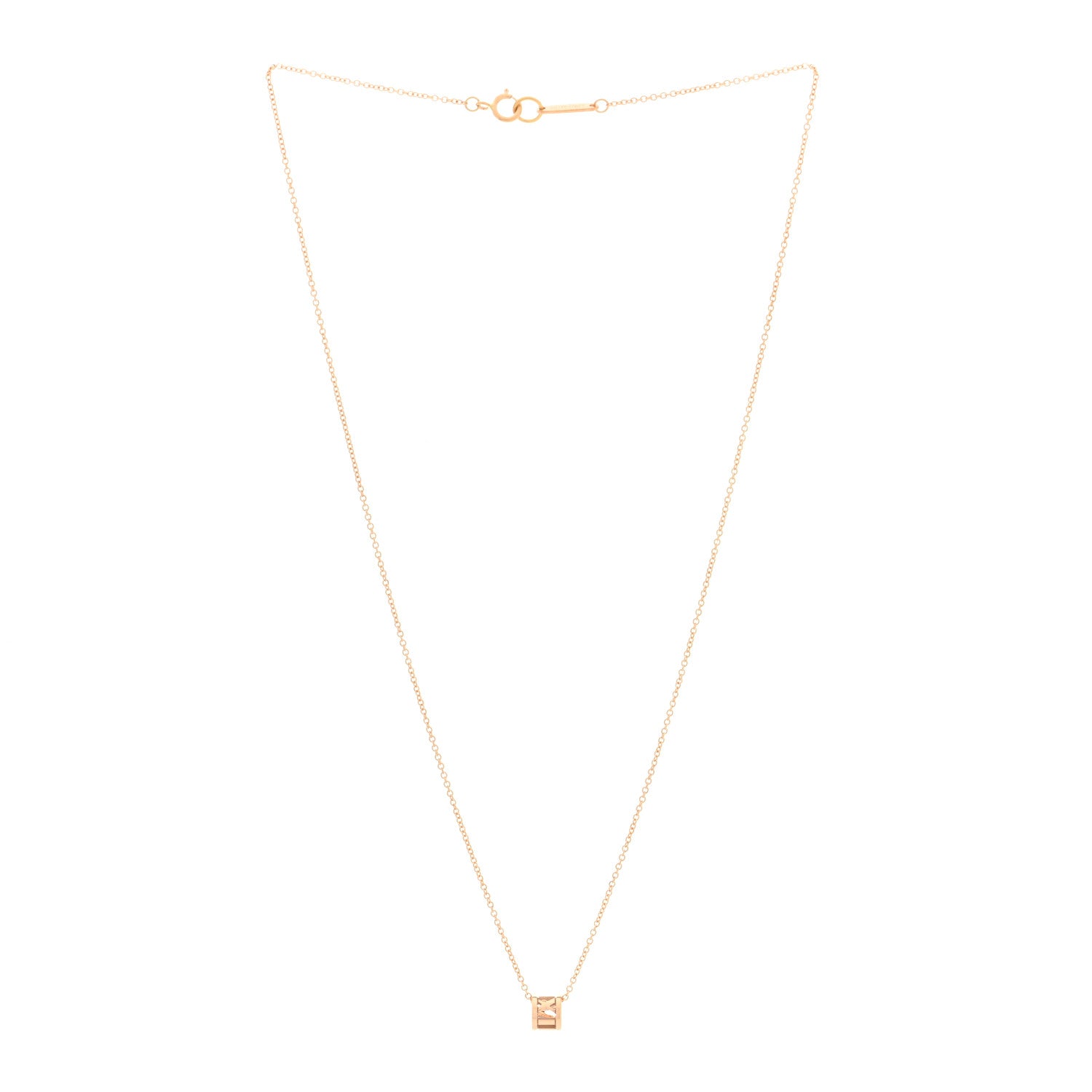 Tiffany 18K Rose Gold Atlas Open Pendant Necklace 3 of 4